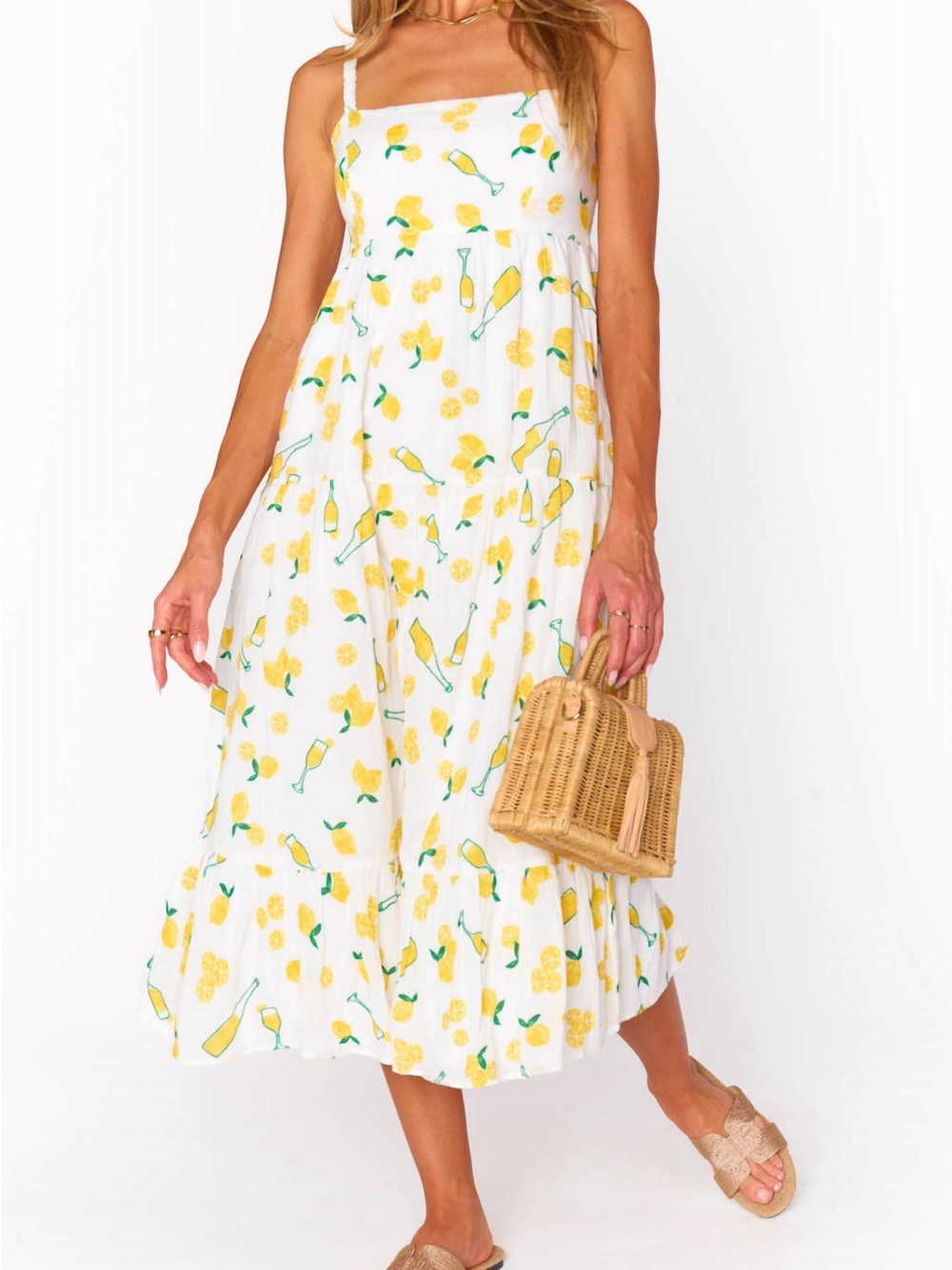 Show Me Your MuMu White Lemon-Print Maxi Dress